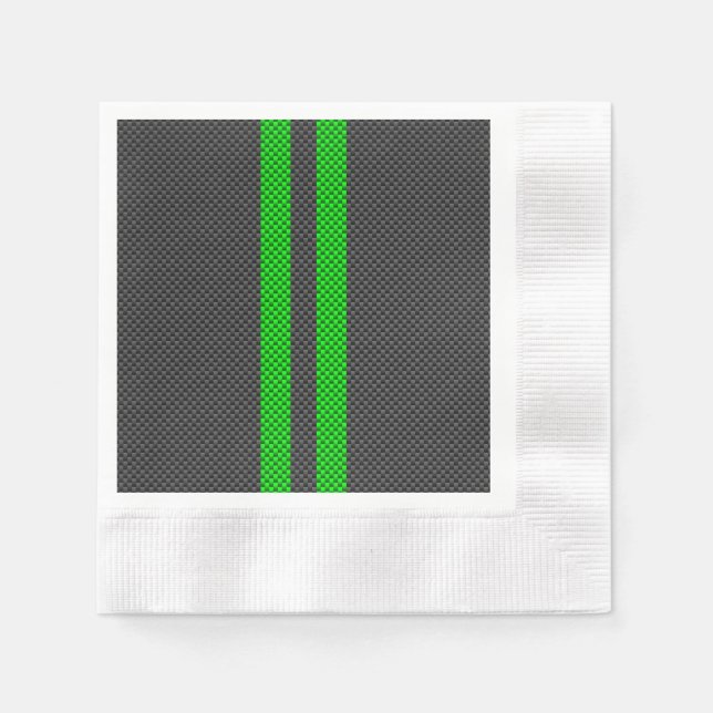 Racing Stripes im grünen Carbon-Faserstil Serviette (Vorderseite)