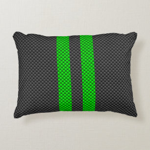 Racing Stripes im grünen Carbon-Faserstil Zierkissen