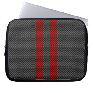 Racing Stripes im Rot-Kohlenstoff-Faserstil Laptopschutzhülle