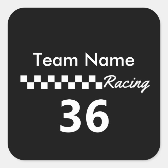Racing Team Personalisiert Quadratischer Aufkleber (Vorderseite)