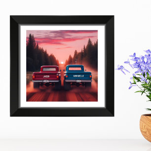 Racing Trucks mit Individuellen Namen aus den 60er Fotodruck