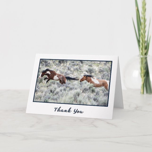 Racing Wild Stallions Foto Danke Karte (Vorderseite)