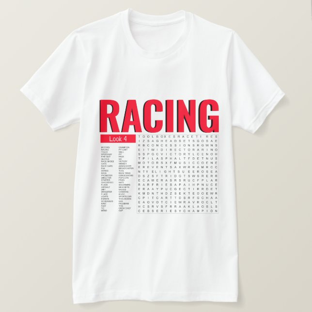 Racing Words suchen T-Shirt (Design vorne)