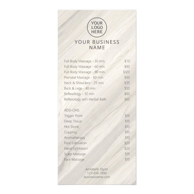 Rack Card des Salon Natural Wellness-Center Werbekarte (Vorne)