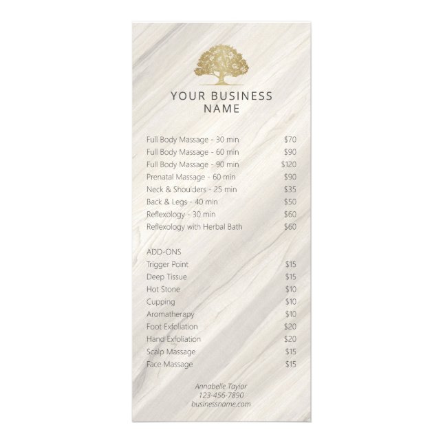 Rack Card des Salon Natural Wellness-Center Werbekarte (Vorne)