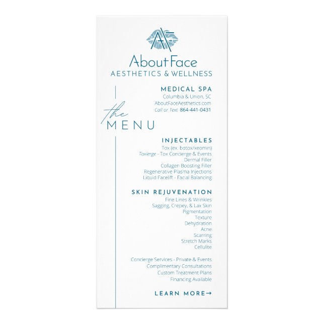 Rack CardsService-Menü Werbekarte (Vorne)