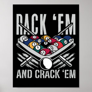 Rack Em und Crack Em Billiards Pool Turniere Cu Poster