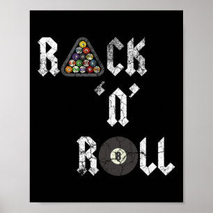 Rack N Roll Funny Pool Billard Cue Sports Echt Poster