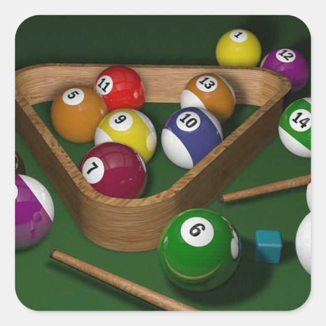 "Rack sie auf", Spiel der Billard Quadratischer Aufkleber (Vorderseite)