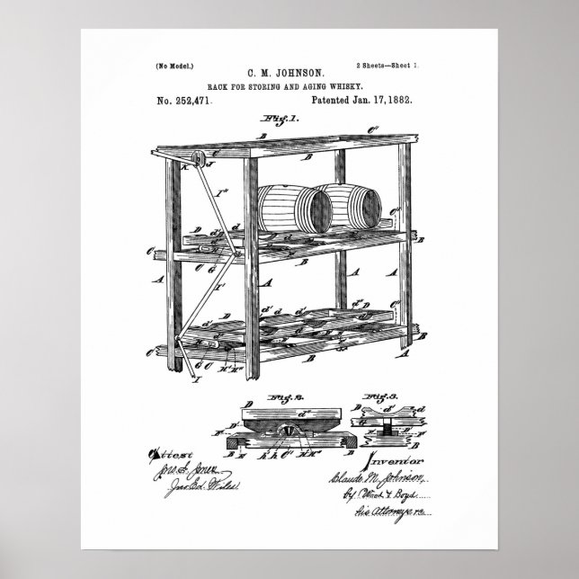Rack zur Lagerung und Alterung von Whisky-Patenten Poster (Vorne)
