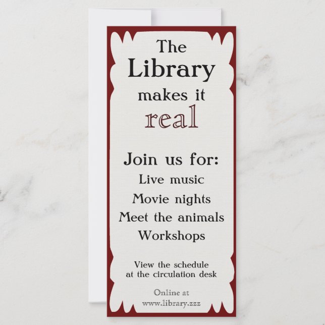 Rackcard für Bibliotheksereignisse (Vorderseite)