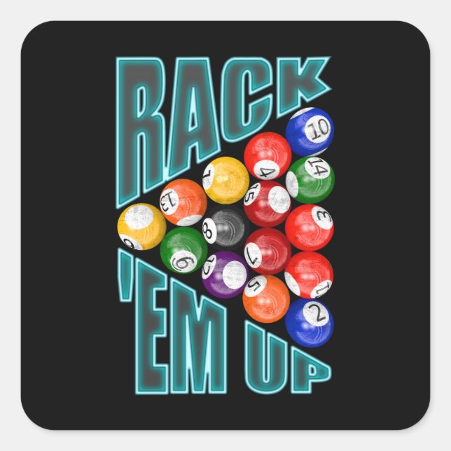 Rack'em Up Billard Quadratischer Aufkleber (Vorderseite)