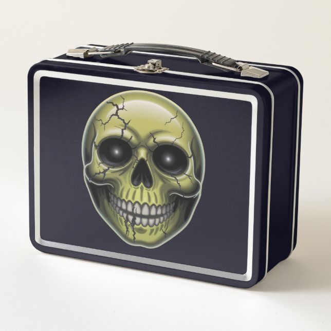 Racker Schädel Metall Brotdose (Vorderseite)