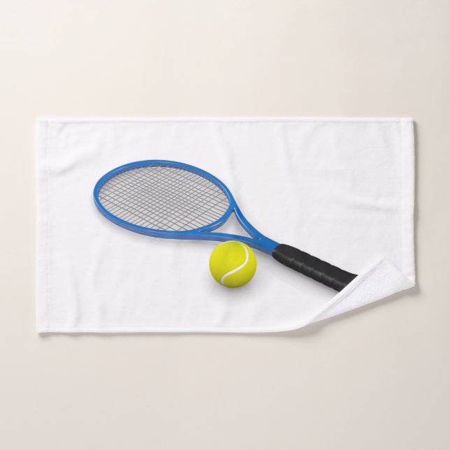 Racket et ballon bleu tennis 3D (Serviette à main)