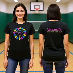 Racket-Kreis für Textfront und Rückseite Aquamarin T-Shirt