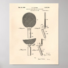 Racket Table Tennis 1939 Patentart - Alter Peper Poster