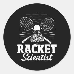 Racket-Wissenschaftler - Badminton-Spieler Athlet Runder Aufkleber