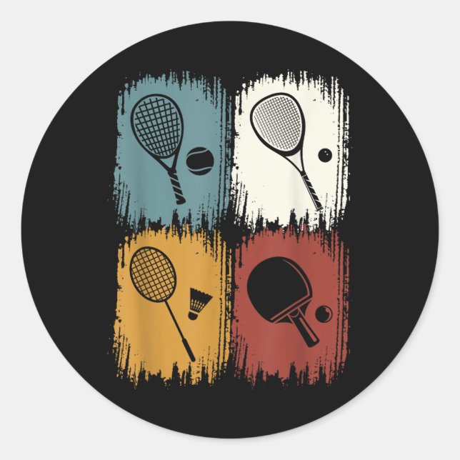 Racketlon, Tournament Sport With 4 Disciplines  Runder Aufkleber (Vorderseite)