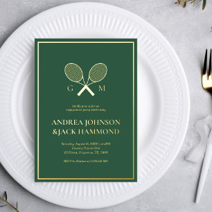 Rackets Monogram Tennis Player Verlobung Real Folieneinladung