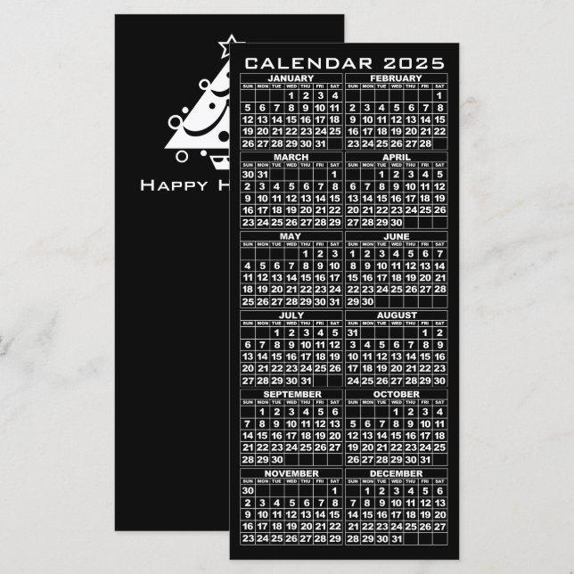 Rackkarte 2025 für Kalendertage Schwarzer Baum (Vorne/Hinten)
