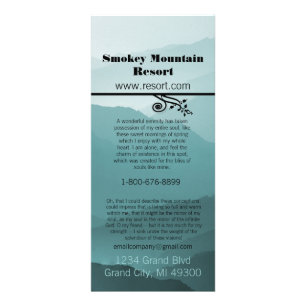 Rackkarte für das Rack der Smokey Mountain Resort Werbekarte