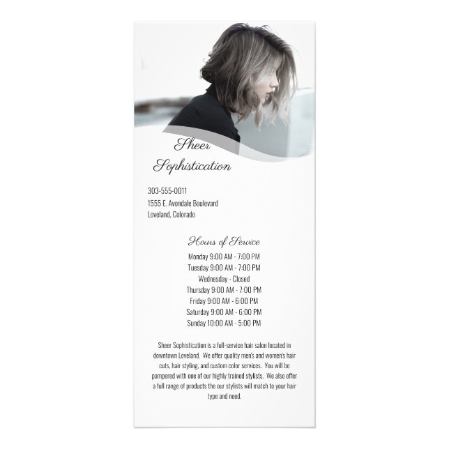 Rackkarte für den Haarsalon Werbekarte (Vorne)