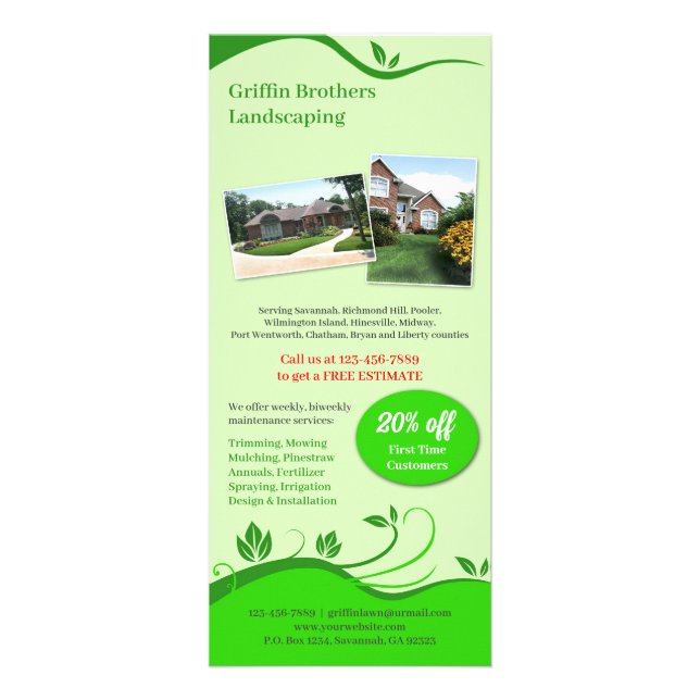 Rackkarte für den Rasenpflege-Flyer Werbekarte (Vorne)