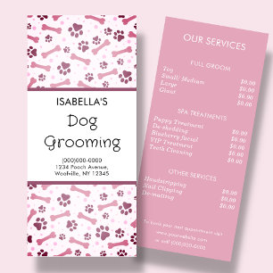 Rackkarte für die Dog Grooming Service Price Werbekarte