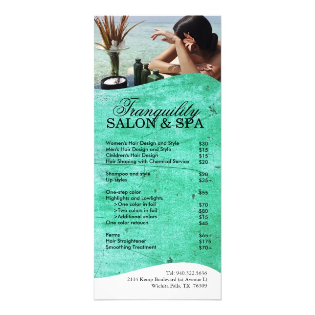 Rackkarte für Salon und Wellness-Center Werbekarte (Vorne)
