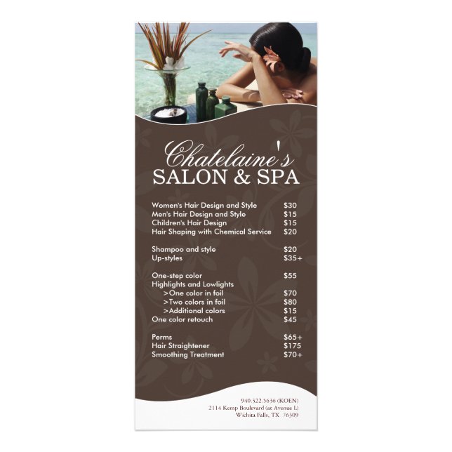 Rackkarte für Salon und Wellness-Center Werbekarte (Vorne)