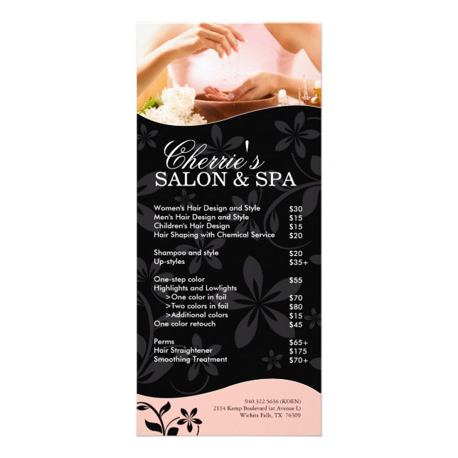 Rackkarte für Salon und Wellness-Center Werbekarte (Vorne)