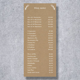 Rackkarte für Weiß, Kraft und Rustikal Werbekarte