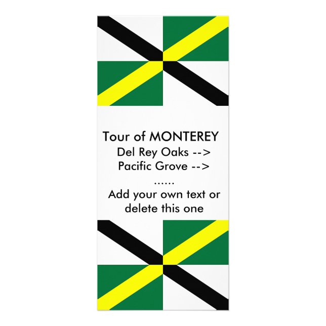 Rackkarte mit der Flagge von Monterey, USA. Werbekarte (Vorne)