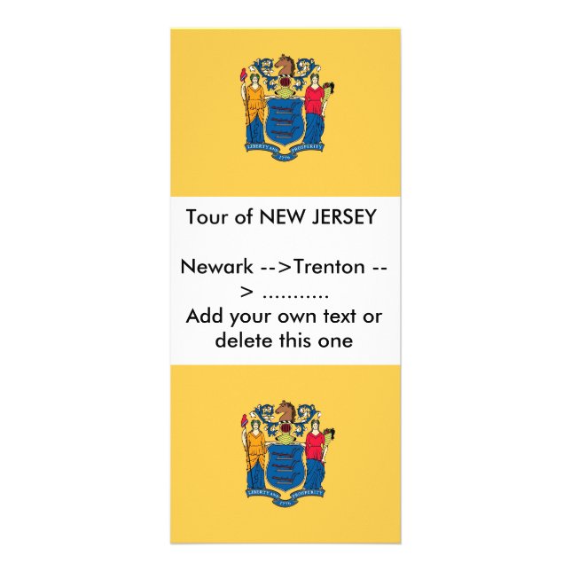 Rackkarte mit Flag von New Jersey, USA. Werbekarte (Vorne)