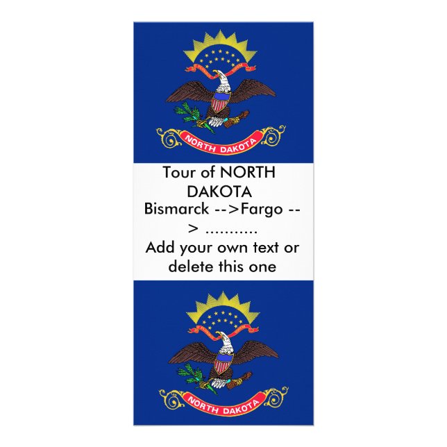 Rackkarte mit Flag von North Dakota, USA. Werbekarte (Vorne)