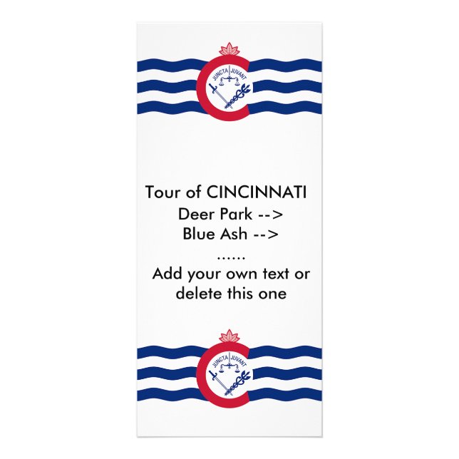 Rackkarte mit Flagge von Cincinnati, USA Werbekarte (Vorne)