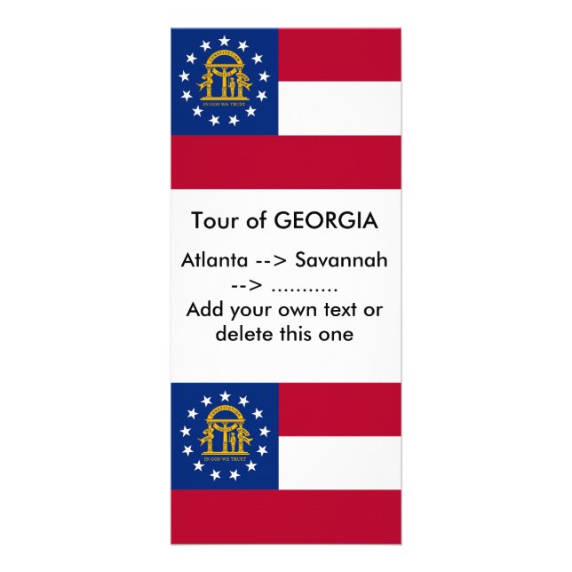 Rackkarte mit Flagge von Georgia, USA. Werbekarte (Vorne)