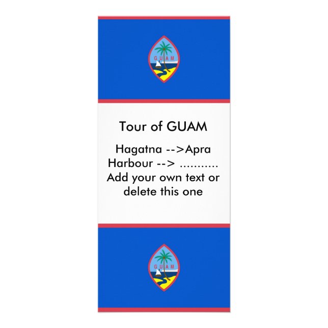 Rackkarte mit Flagge von Guam, USA. Werbekarte (Vorne)
