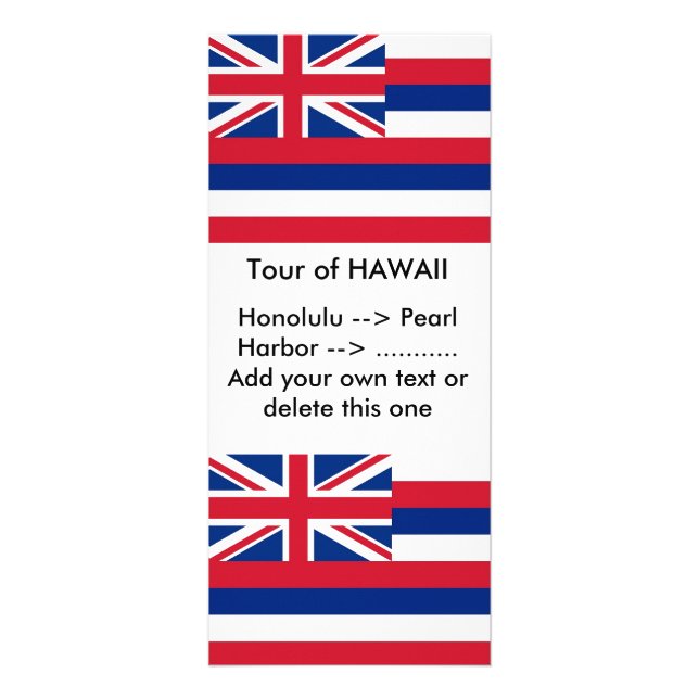Rackkarte mit Flagge von Hawaii, USA. Werbekarte (Vorne)