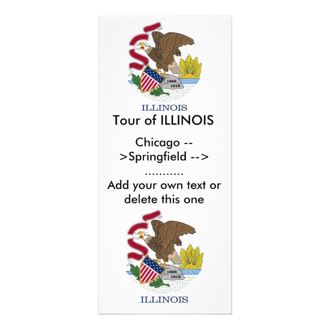 Rackkarte mit Flagge von Illinois, USA. Werbekarte (Vorne)