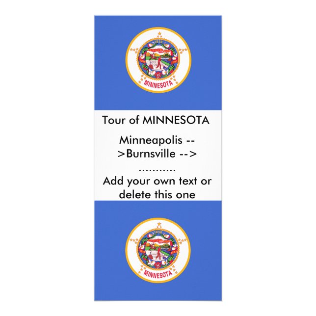 Rackkarte mit Flagge von Minnesota, USA. Werbekarte (Vorne)