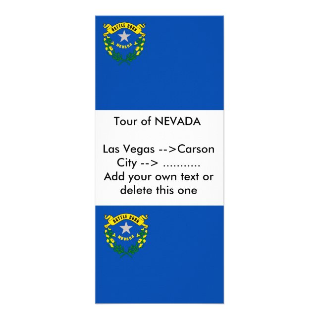 Rackkarte mit Flagge von Nevada, USA. Werbekarte (Vorne)