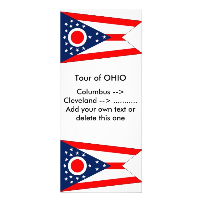 Rackkarte mit Flagge von Ohio, USA. Werbekarte (Vorne)