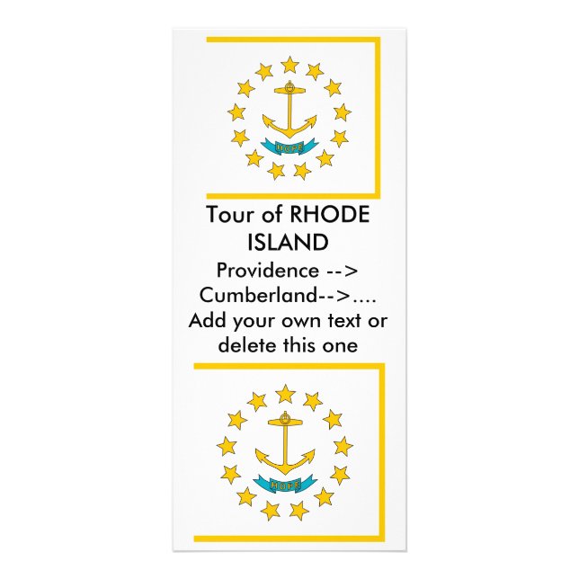 Rackkarte mit Flagge von Rhode Island, USA Werbekarte (Vorne)