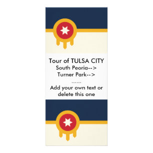 Rackkarte mit Flagge von Tulsa City, USA Werbekarte