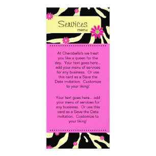 Rackkarte Zebra Daisy Blumensalon Wellness-Center  Werbekarte