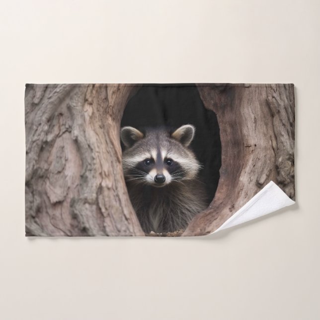 Racon dans la grotte des arbres (Serviette à main)