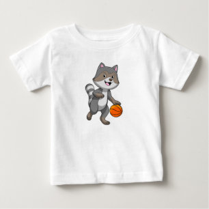 Racoon als Basketballspieler mit Basketball Baby T-shirt