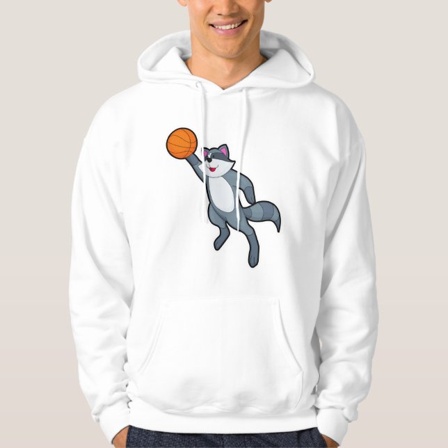 Racoon als Basketballspieler mit Basketball Hoodie (Vorderseite)