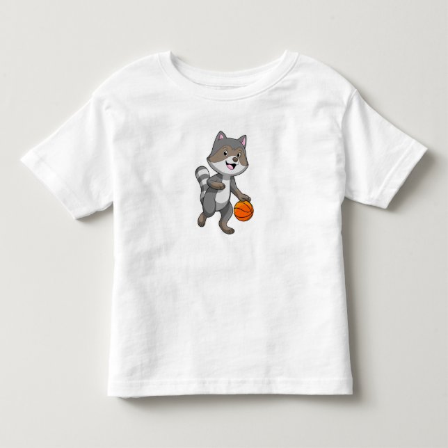 Racoon als Basketballspieler mit Basketball Kleinkind T-shirt (Vorderseite)